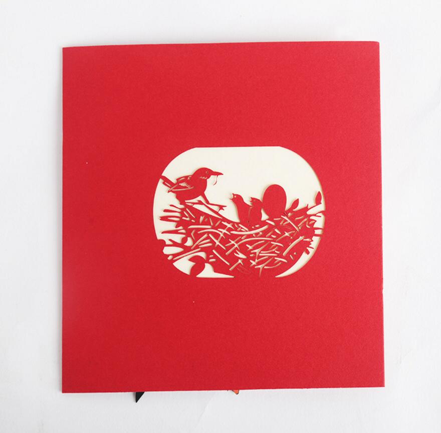 Carte d'invitation nid d'oiseau Origami | Carte de vœux Pop UP 3D, fait à la main, Kirigami, pour mariage, noël, de fête d'anniversaire, 10 pièces