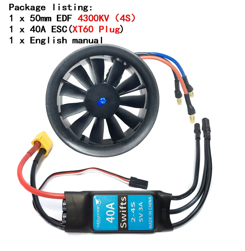 Ventilateur canalisé d'avion EDF 50mm 64mm 70mm 90mm 11/12 pales 50A ESC pour e-flite Viper RC Jet modèle d'avion pièces de rechange: vert clair