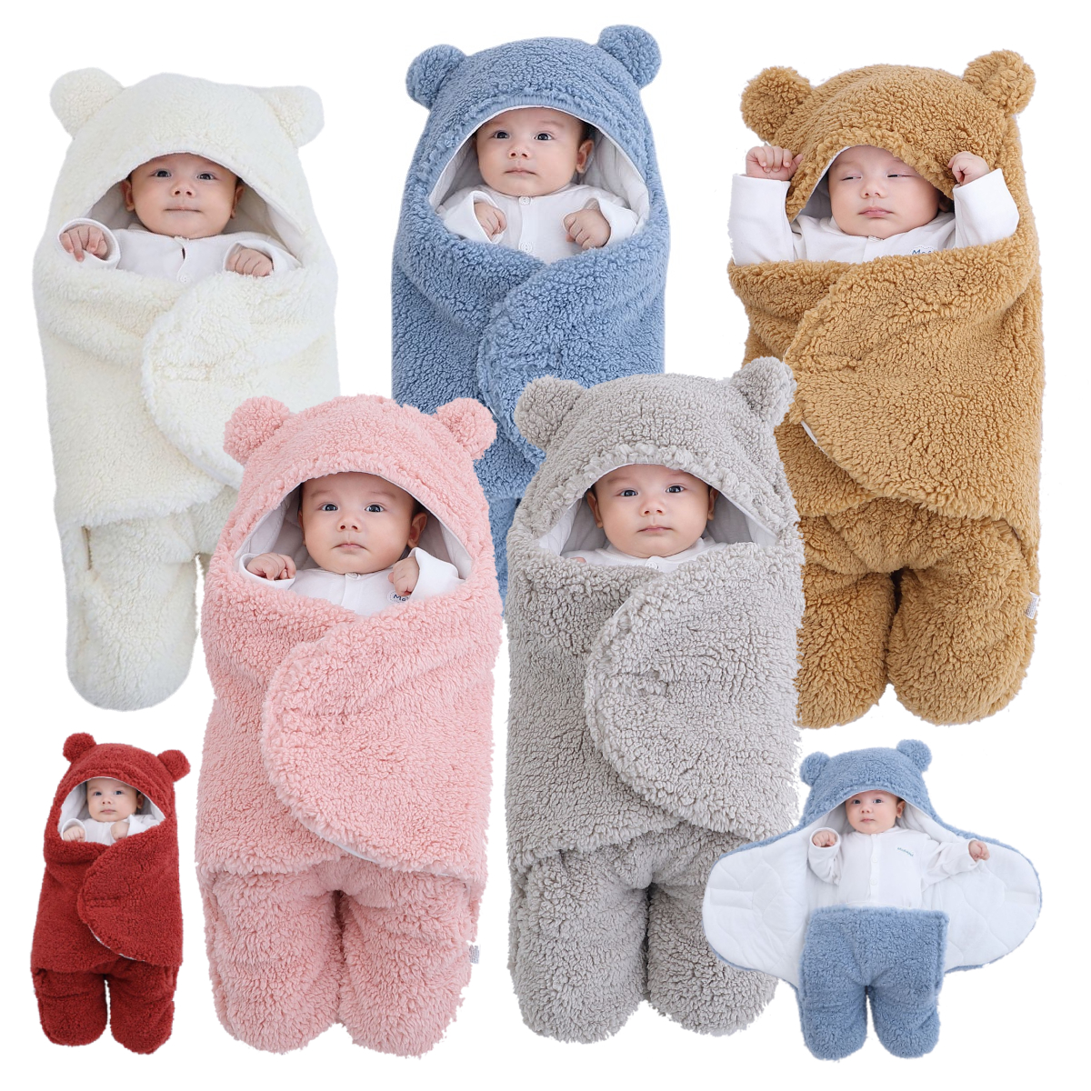 Baby Wrap Swaddle Bear Blanket for Newborn Sleeping Bag Unisex Babie Shawl Blanket Suit Organic Swadding Scarf 100% Cotton Warm