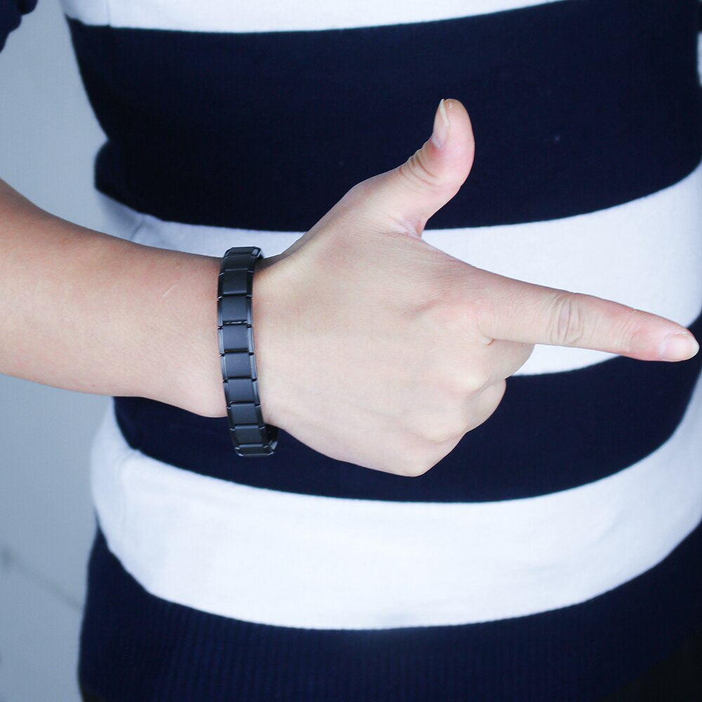 Hapiship Mode-sieraden 13Mm Goud Zwart 80 Germanium Roestvrij Staal Energie Armband Power Bangle Voor Man Vrouwen G022