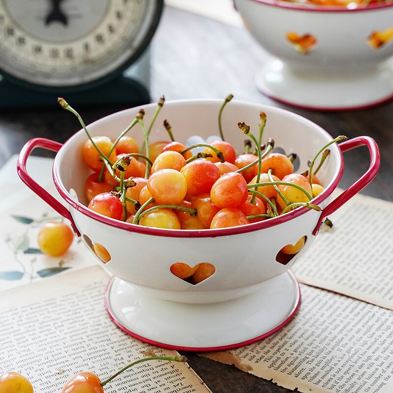 6 Soorten Bloemen Retro Tafel Fruit Platen Afvoer Mand Voor Fruit Keuken Slakom Voedsel Meral Gerechten Voor Restaurant Servies: Red Heart