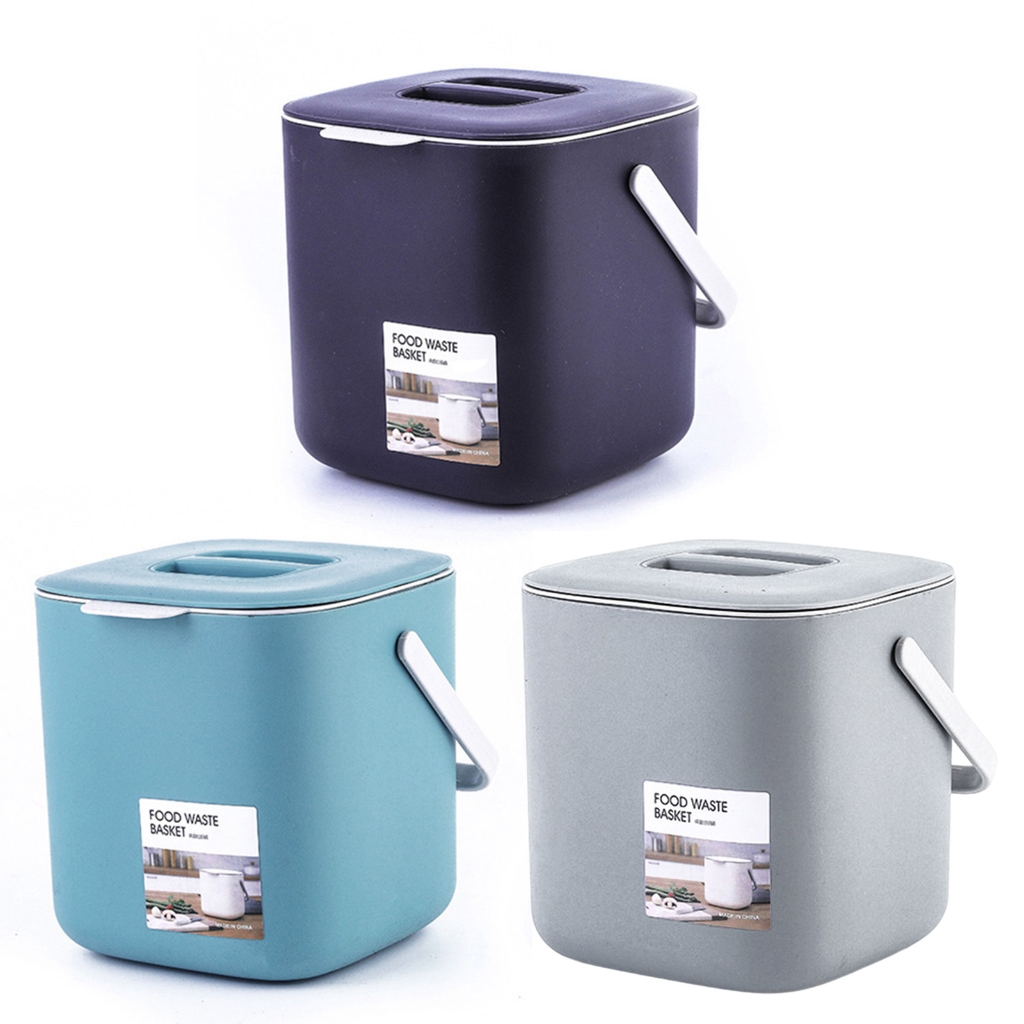 Tragbare 2 Ebene Kunststoff Küche Abfall Mülleimer mit Griff Kompost Abtropffläche Müll Behälter Müll Container Organizer
