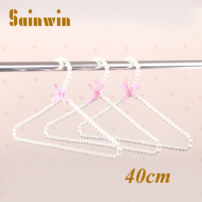 Sain win – cintres en plastique, lot de 5 pièces, cintres en perles, à la , pour adulte, blanc, antidérapant, ménage, grille, cintres à nœud papillon pour vêtements