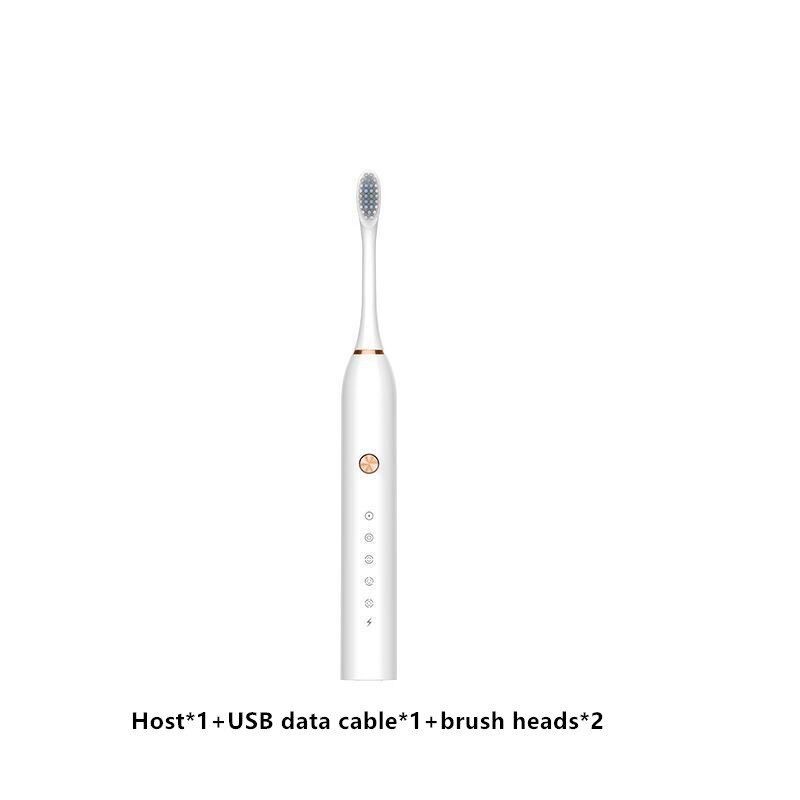 Cepillo de dientes eléctrico Sonic, temporizador para adultos, cepillo automático, Cargador USB, recargable, cepillos de dientes, juego de cabezales de repuesto lavables: YS002-white