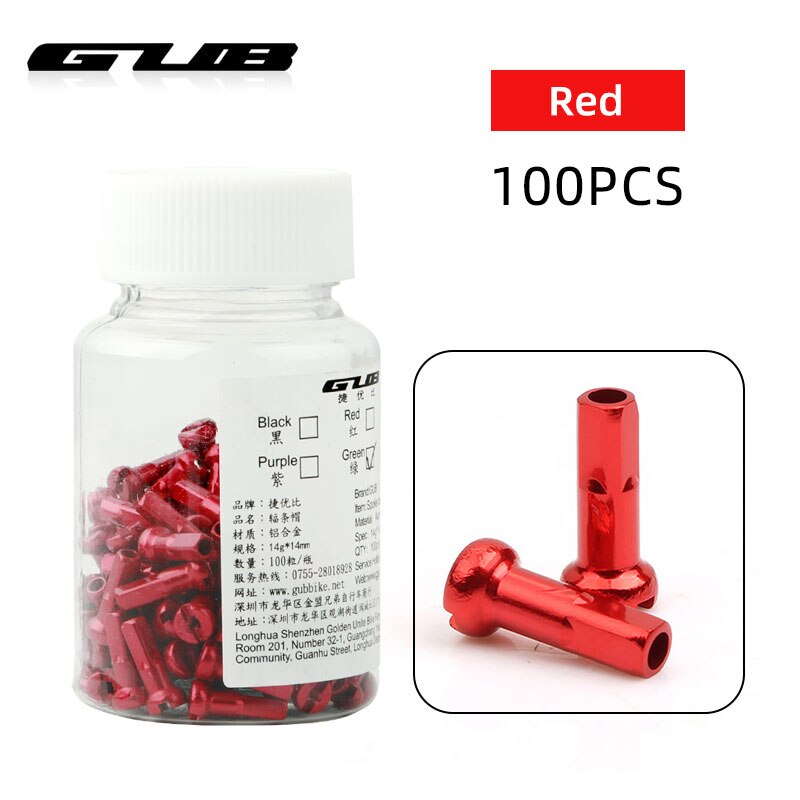 GUB 100PCS Spoke Caps CNC-machined Anodized G14 Spokes Nipples Alloy Light Weight Multi Color Options Bicycle Wheel Rim Parts: Spoke Nipple Red