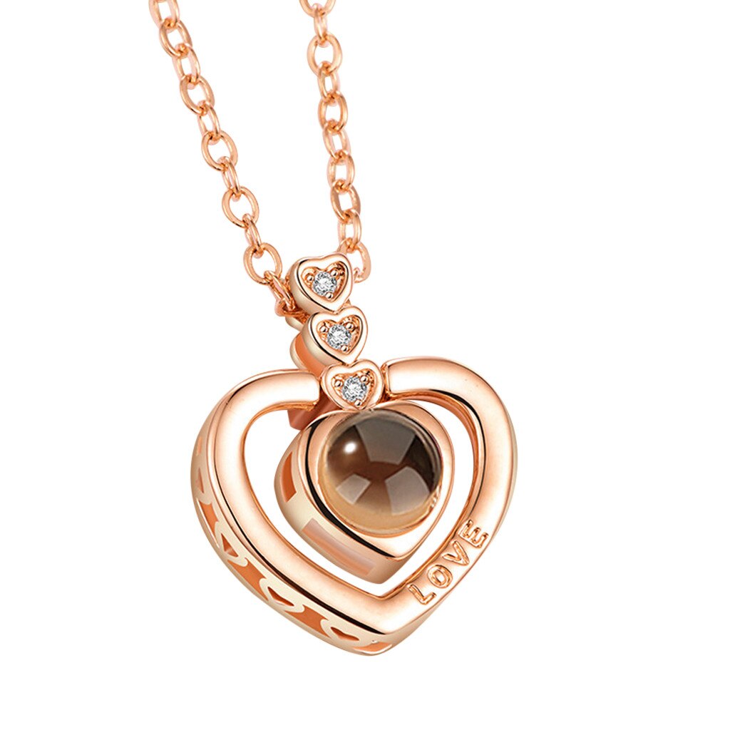 Style Necklace 100 Languages I Love You Valentine's Day Memory Wedding Collares Fine Jewelry colgantes