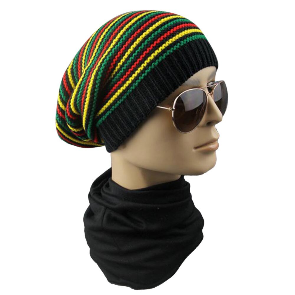 Hip hop flerfarvet stribet kasket damer skuilles hue vinter rasta reggae hatte bob jamaicanske hatte til mænd kasketter gorro