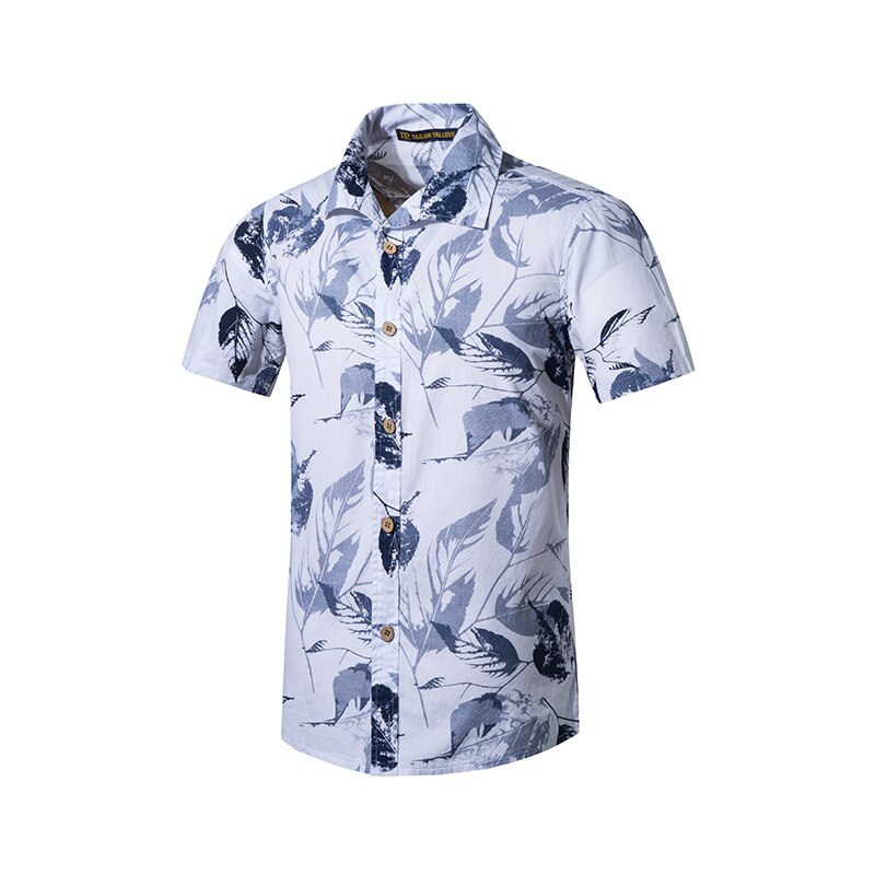 Beachwear Breathable Short Sleeve Loose Button Blouse Summer Print Men Shirt Plus Size Streetwear Beach Hawaiian Shirts Men: White / XL