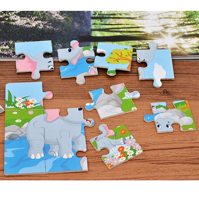 Montessori Toys Educational Wooden Toys for Children Early Learning Kids 3D Cartoon Animal Traffic Math Puzzles