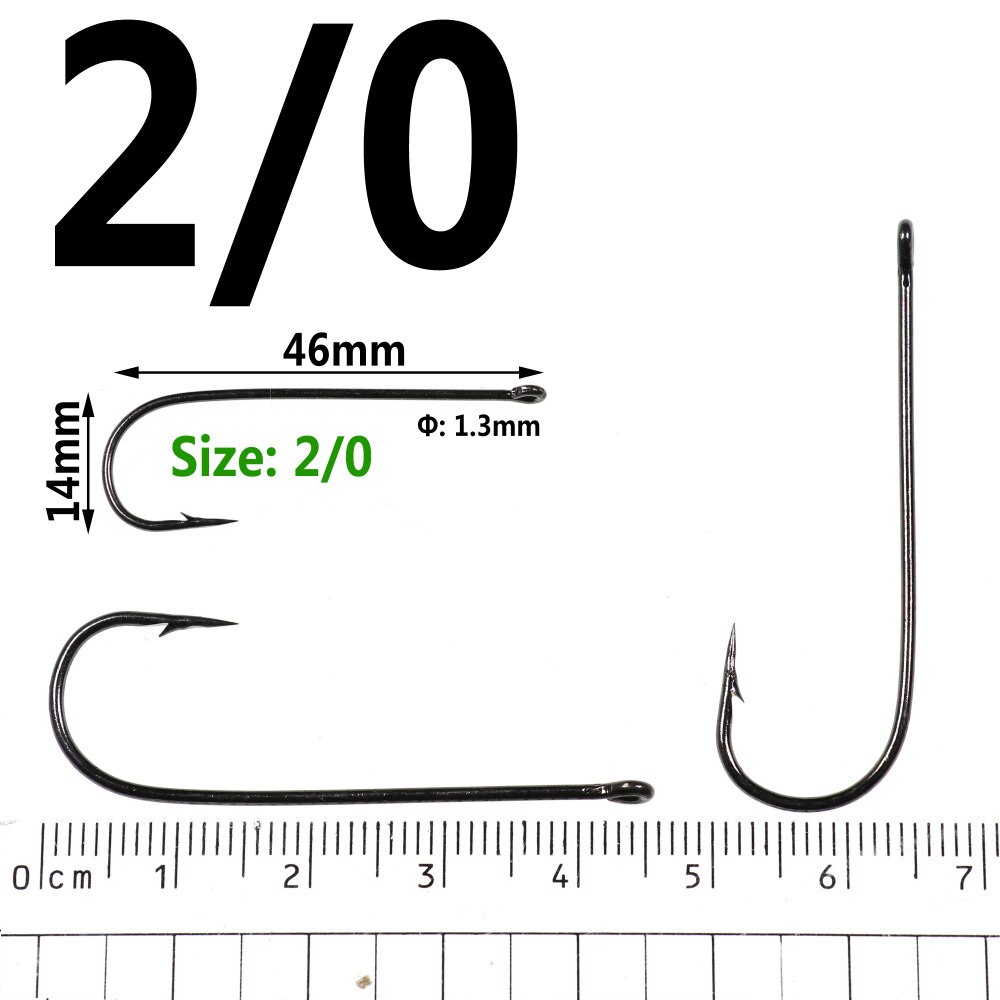 Bimoo 500PCS Aberdeen Long Shank Fish Hook Saltwater Fresh Water Hooks Sabiki Rig Streamer Fly Hook Size 10 4 2 2/0