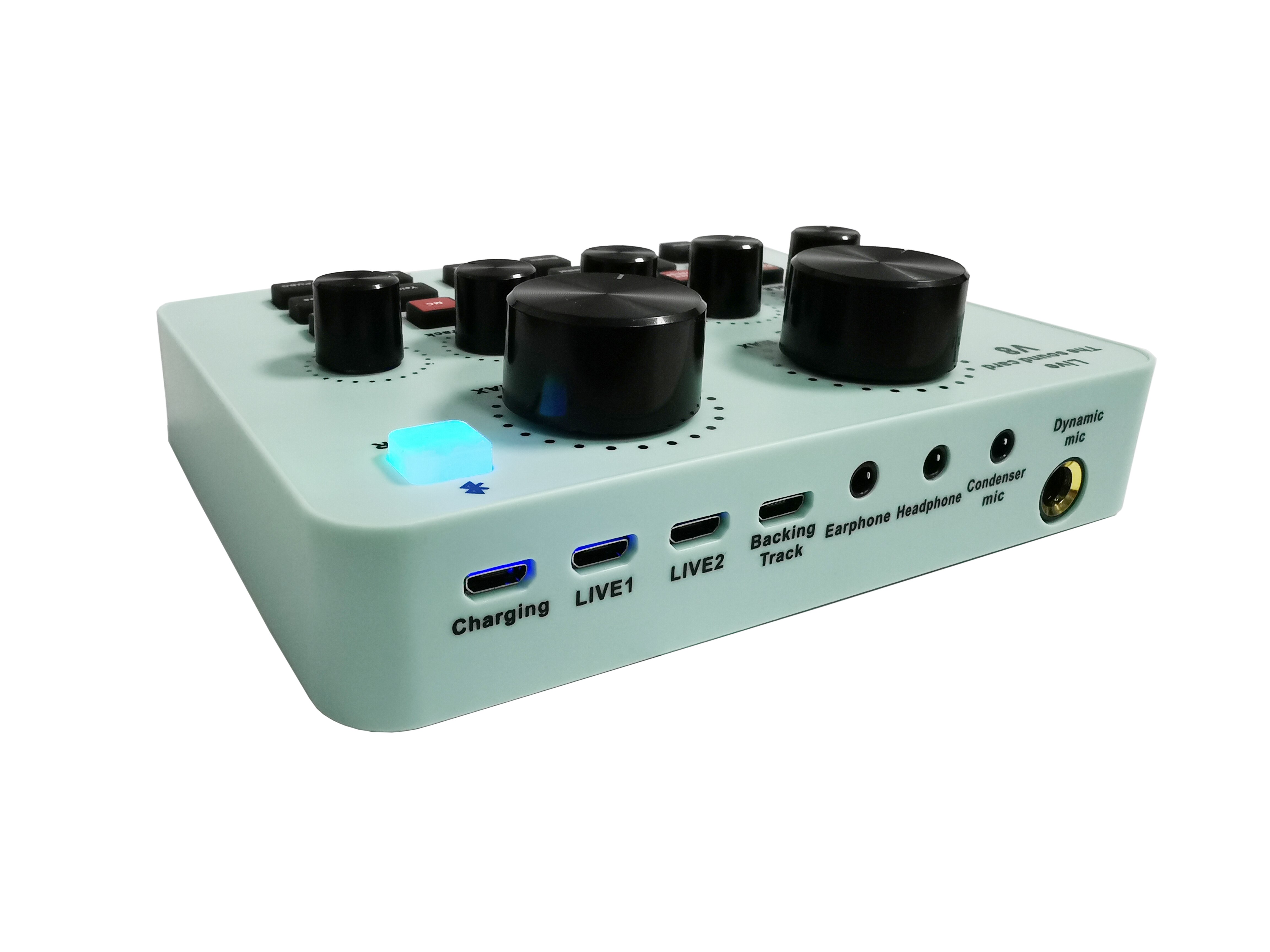 live sound card online live video entertainment for PC mobile phone Android OS external sound card V8 Blue Pink