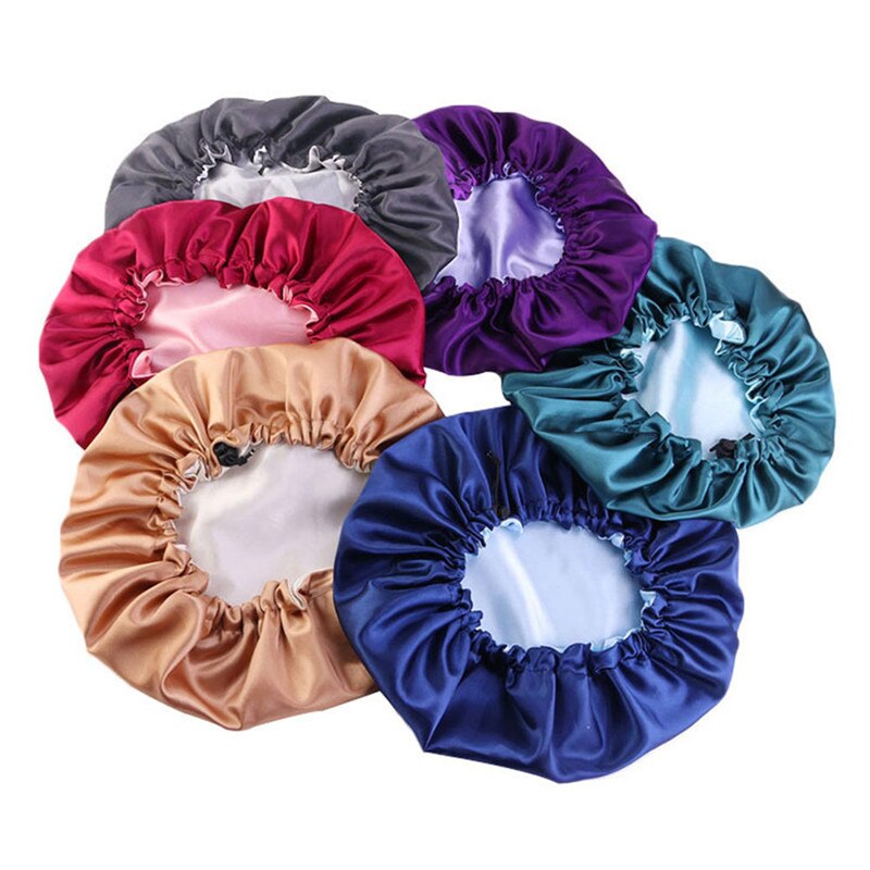 Pañuelo de satén para la cabeza para mujer, gorro elástico para dormir de noche, gorro para el cuidado del cabello, gorro de belleza, banda elástica para la cabeza, 1 unidad
