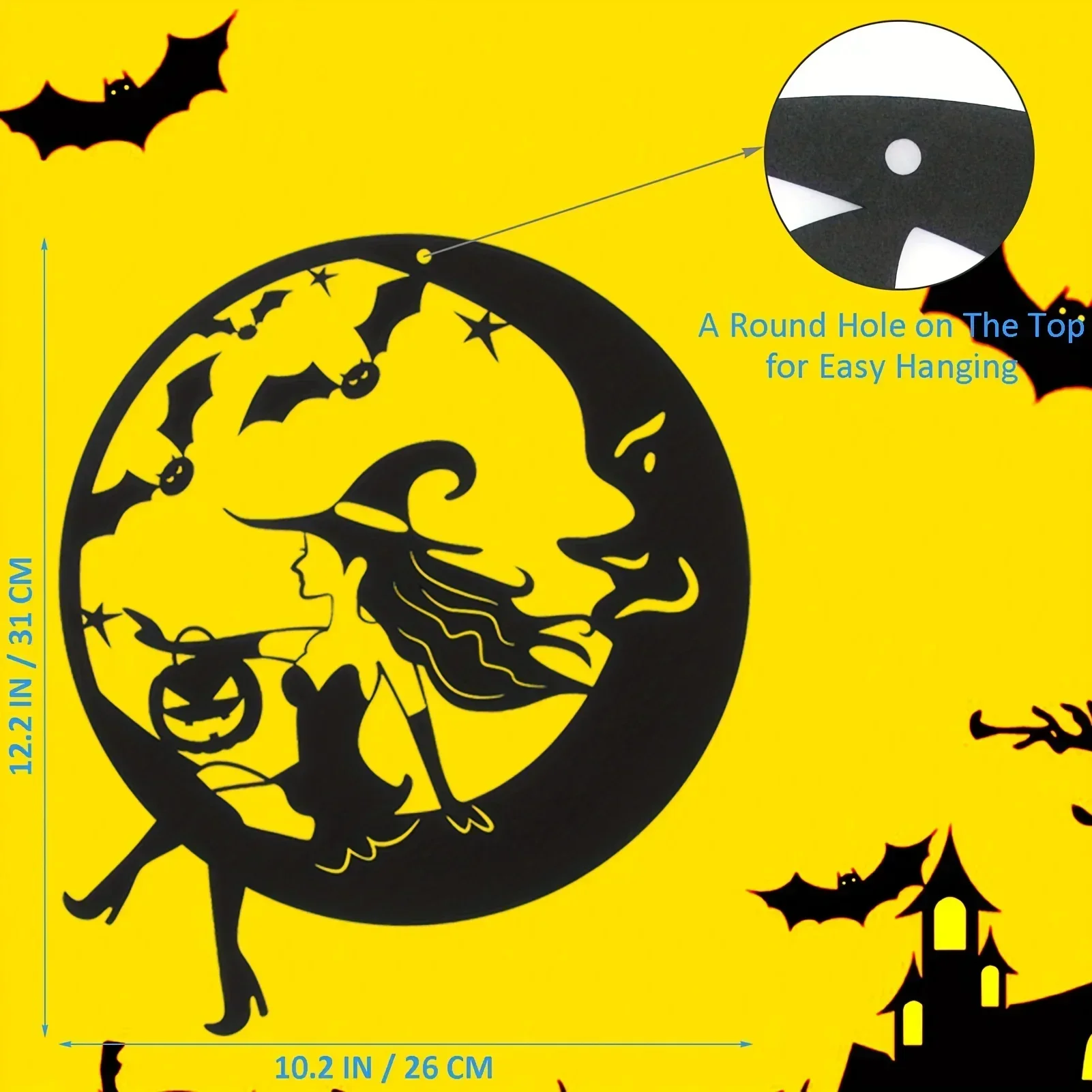 Halloween Heks Metalen Muurkunst: Griezelige Woondecoratie. Ideale Halloween-cadeaus voor woonkamer, slaapkamer en keuken: Default Title