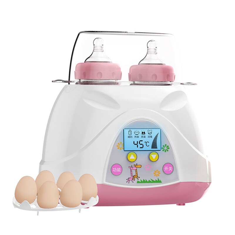 Babyvarmer smartinfant varmere konstant temperatur dobbelt flaske varmere babymad varmere mælkeflaske sterilisator desinficering: Lyserød / Eu