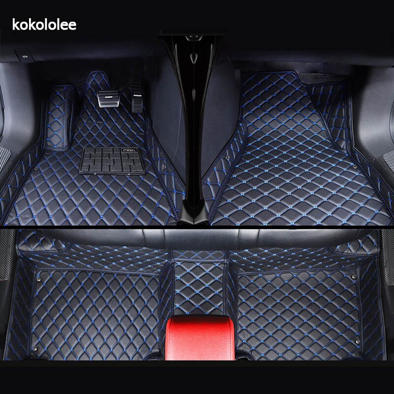Kokololee anpassade bilgolvmattor för mitsubishi outlander pajero grandis asx pajero sport lancer galant lancer-ex fotmattor: Svart blå