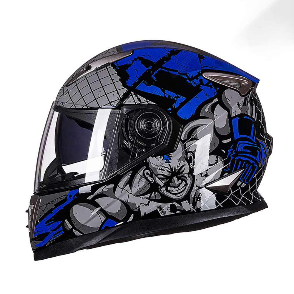 Full Face Motorhelm Mannen Vrouwen Dot Winter Veiligheid Anti-Fog Waterdichte Dubbele Lens Rijden Motorfiets Helm Casco Motorcross: Donkergrijs / XL