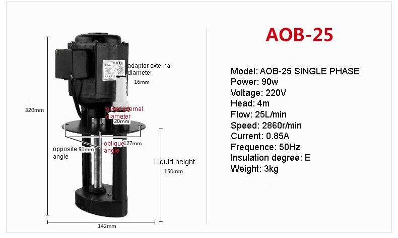 Hohe Effizienz Maschine Werkzeug Schleifer Pumpe Kühlmittel Pumpe Zirkulierende Öl Pumpe: AOB25 220V