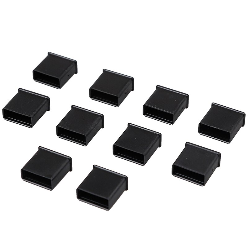 10 Stks/partij Plastic Usb Mannelijke Anti-Dust Plug Stopper Cap Cover Protector Deksels: Black