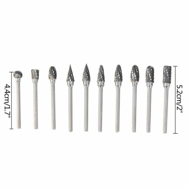 Cabezales de molienda de acero de tungsteno, juego de rebaba de carburo de tungsteno, accesorios de material de diamante, herramientas eléctricas de molienda, 10 Uds.