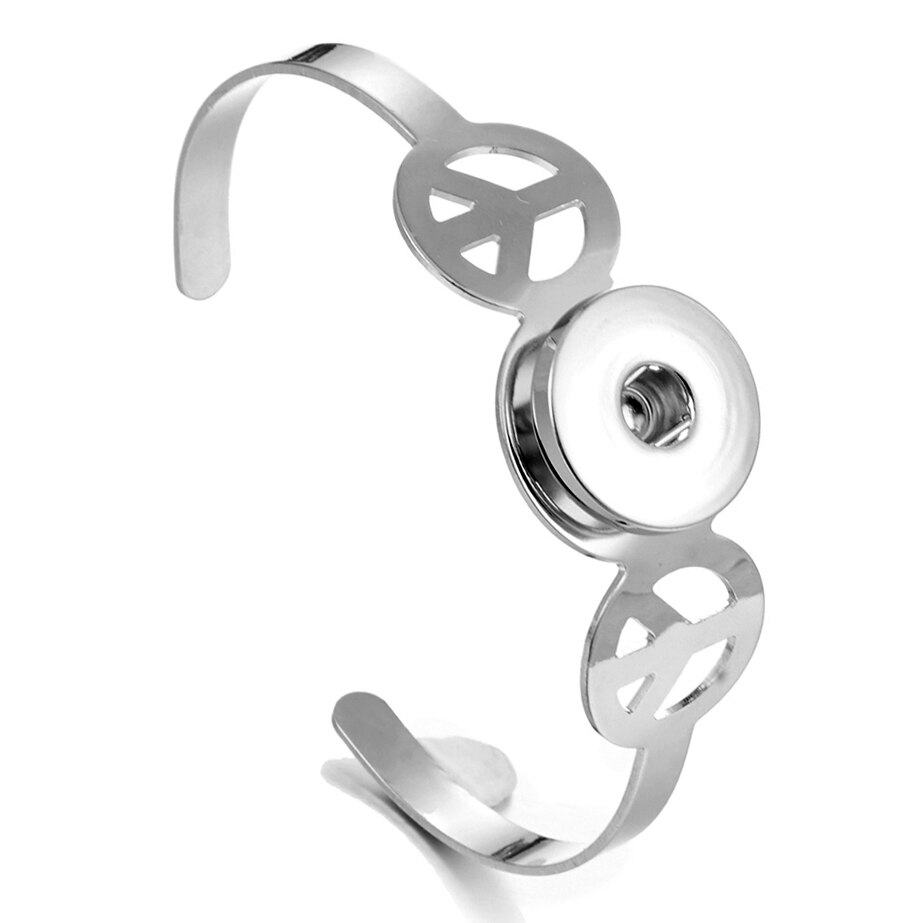 Snap Button Bracelet Cuff Bangle 20mm 18mm Metal Silver plated Snap Bracelet Fit Snaps Buttons Interchangeable Jewelry