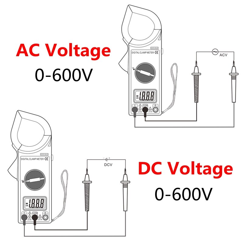 Urijk 600V 600A 2000kOhm Handheld Pocket Clamp Meter Digital Multimeter Ammeter Voltmeter Ohmmeter Electrical Measuring Tool