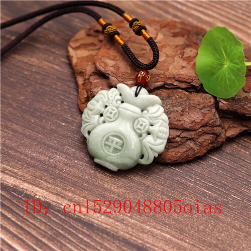 Natural White Chinese Jade Bat Pendant Vase Necklace Charm Jewelry Double-sided Hollow Carved Amulet for Her