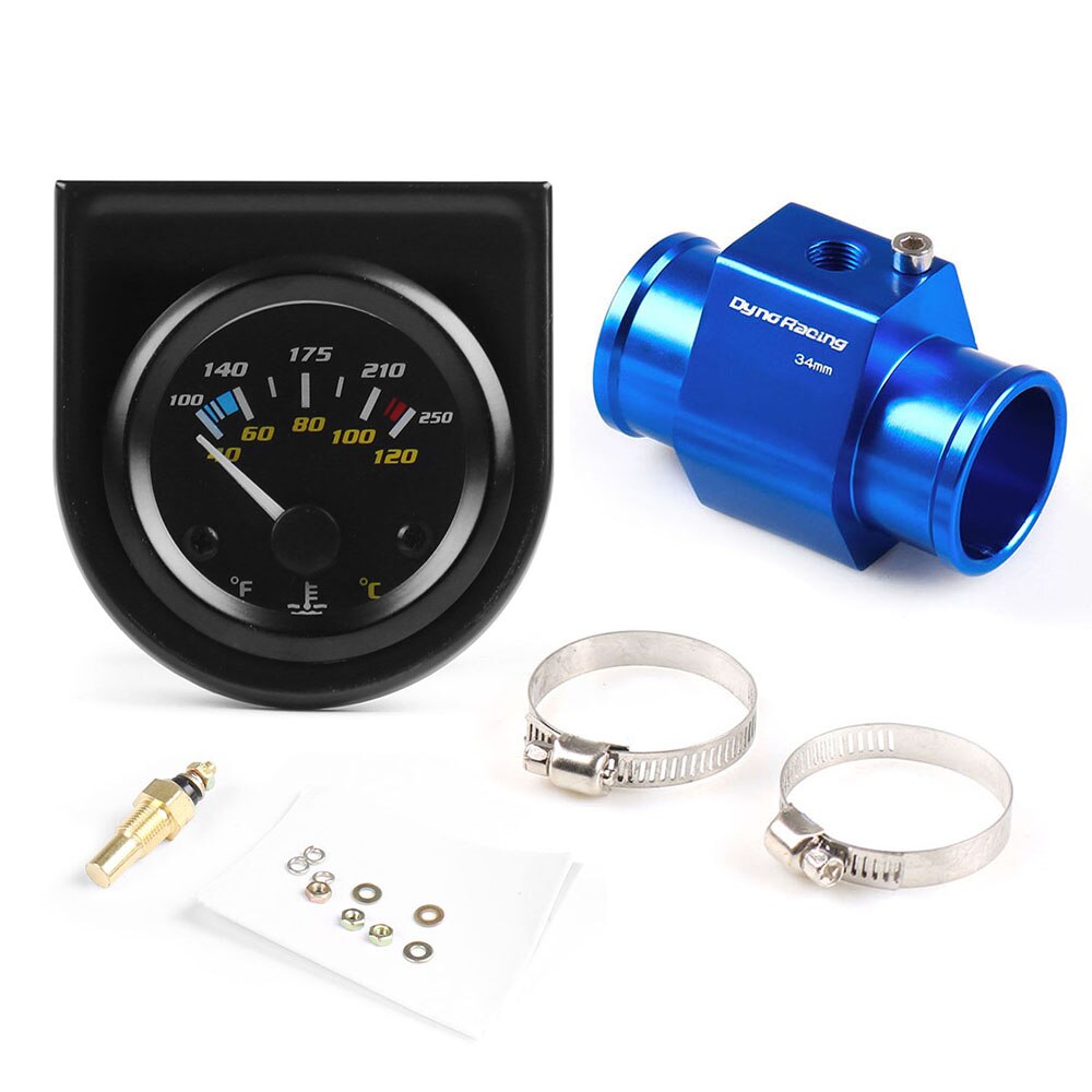 2 &#39;&#39;52MM Weiß LED Wasser Temperatur Messgerät 40-120 Celsius/100-250 Fahrenheit Mit Wasser temp gemeinsam Rohr Sensor Adapter 1/8NPT: mit 34mm Adapter