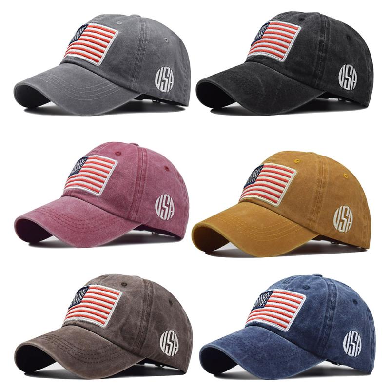 Lavados nuevos desgastados gorra de béisbol All-match bandera sombrero de algodón gorra de ciclismo al aire libre Golf tenis deportes sombrero para hombres y mujeres