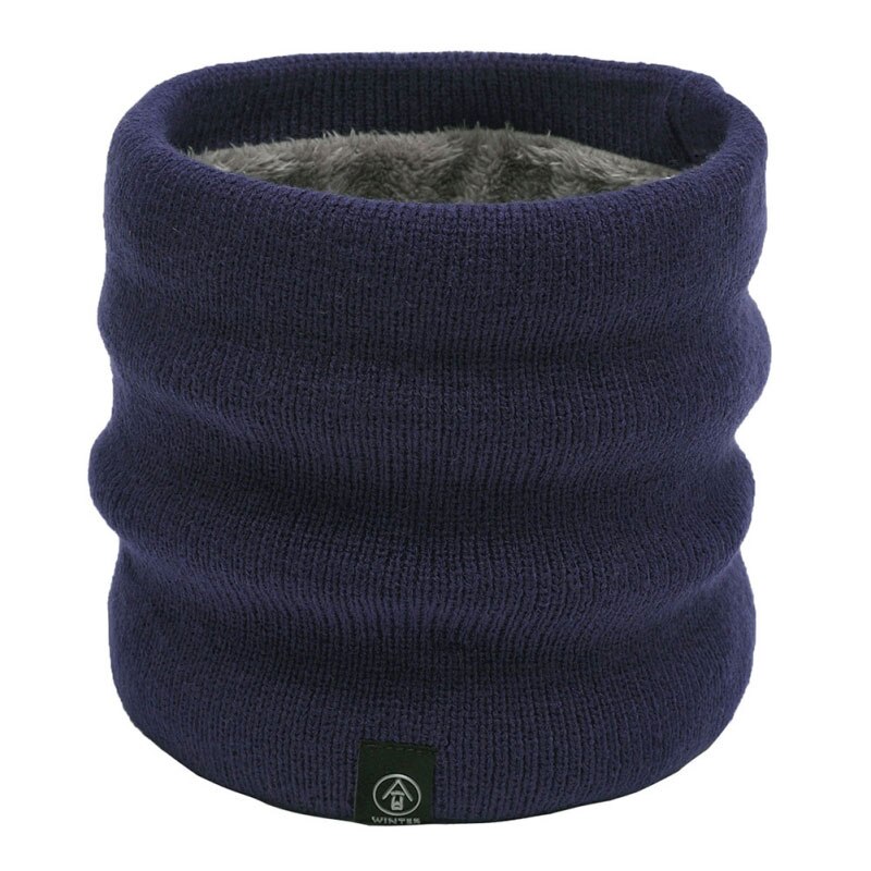 Vinter dubbellager stickad halsvärmare vindtät enfärgad supermjuk wild loop halsduk unisex vinter män kvinnor plysch halsduk krage: Marin