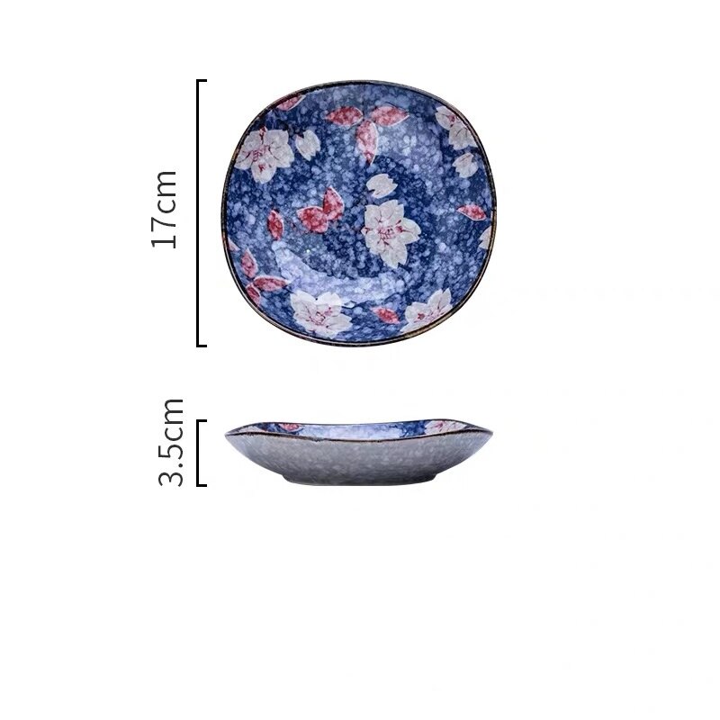 Japanse postorale keramische westerse borden visbord schotel rijst soep kom lepel set sushi servies: 6.8 inch plaat