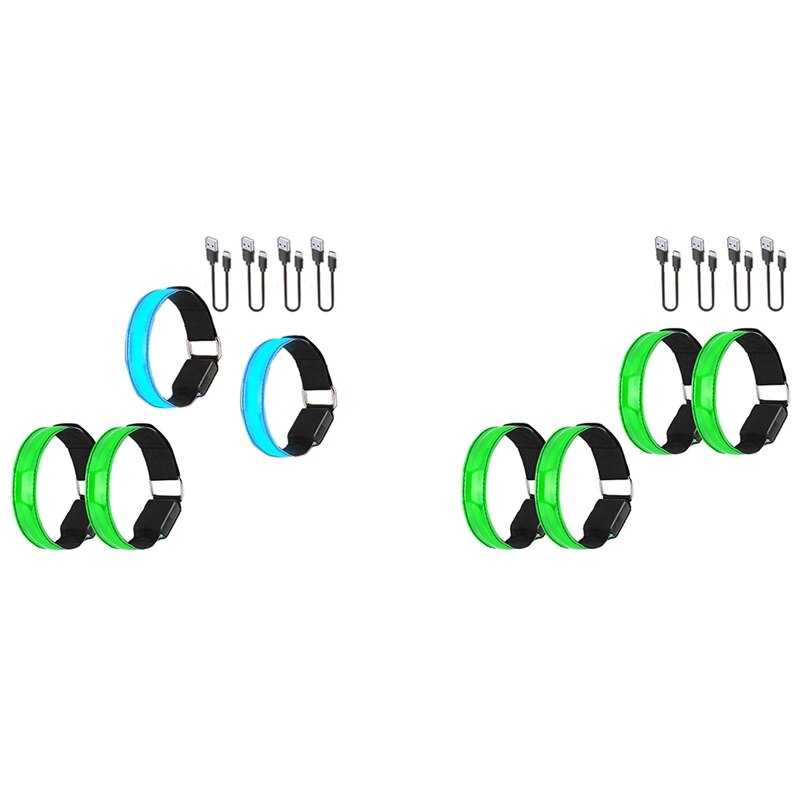Jabs usb-led-armband, , 4er- pack, reflektierendes led-armband, laufarmband, lichtstreifen für joggen und laufen