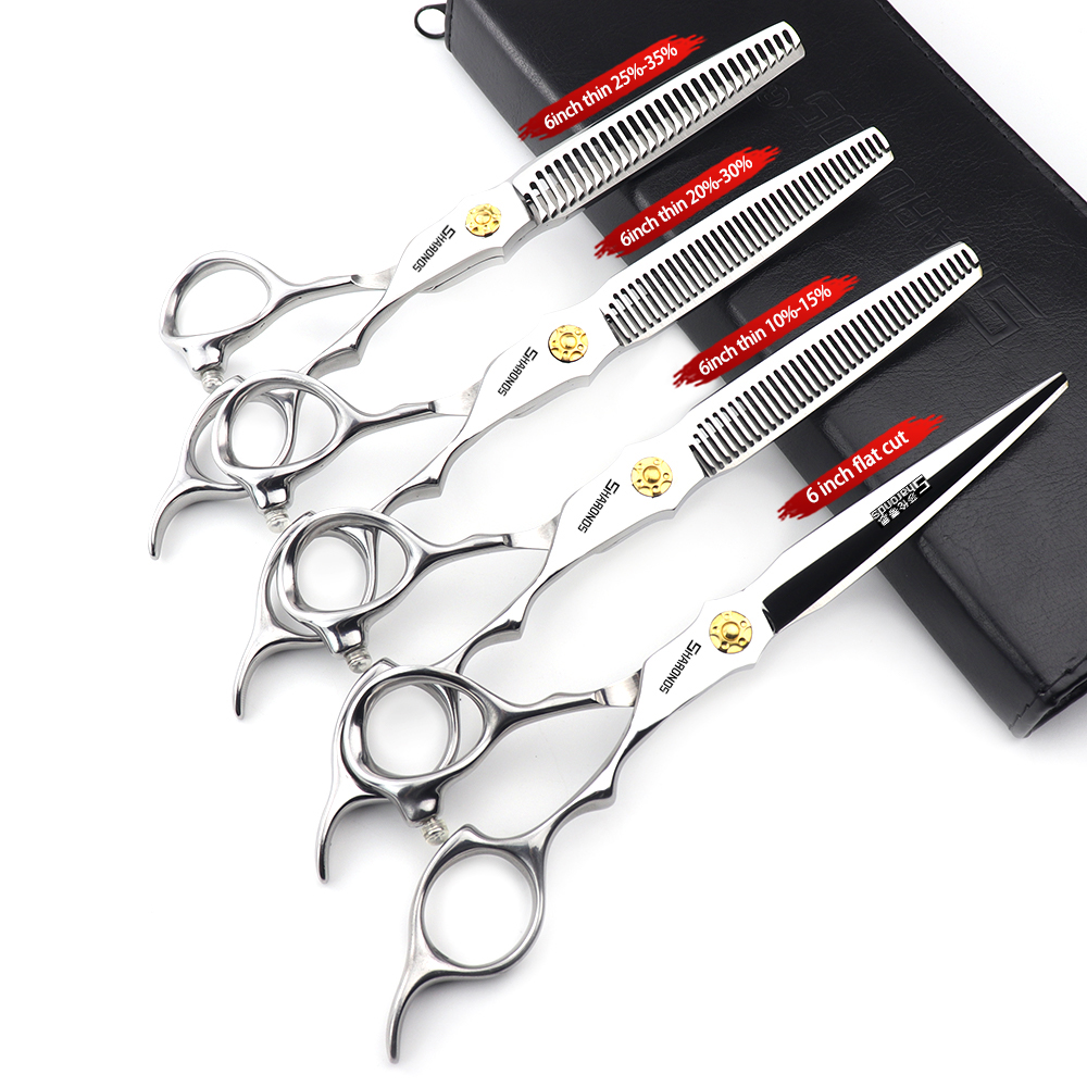 6/7 Inch Professionele Kapper Schaar Set 440C Japanse Staal Kappers Dunner Snijden Duitsland Haar Snijgereedschappen: Dark Gray