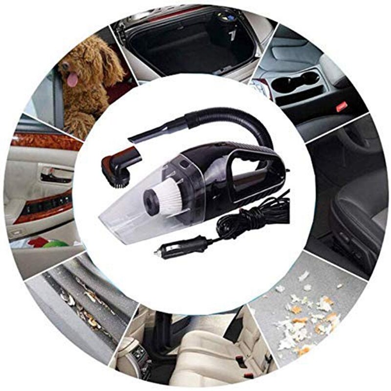 12v krachtige handstofzuigers voor in de auto, tapijtreiniger voor in de auto 120w 4000pa met sigarettenplug voor het reinigen van dierenhaar, roet, roet