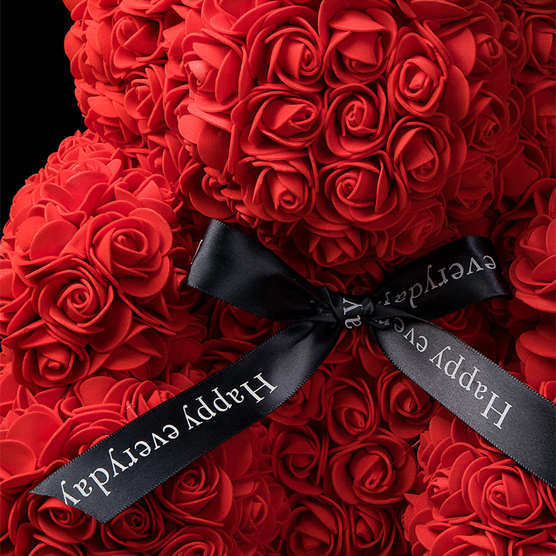 Oso rosa eterno , oso de flores artificiales, oso de peluche rojo para novia, día de la madre, cumpleaños, aniversario del Día de San Valentín