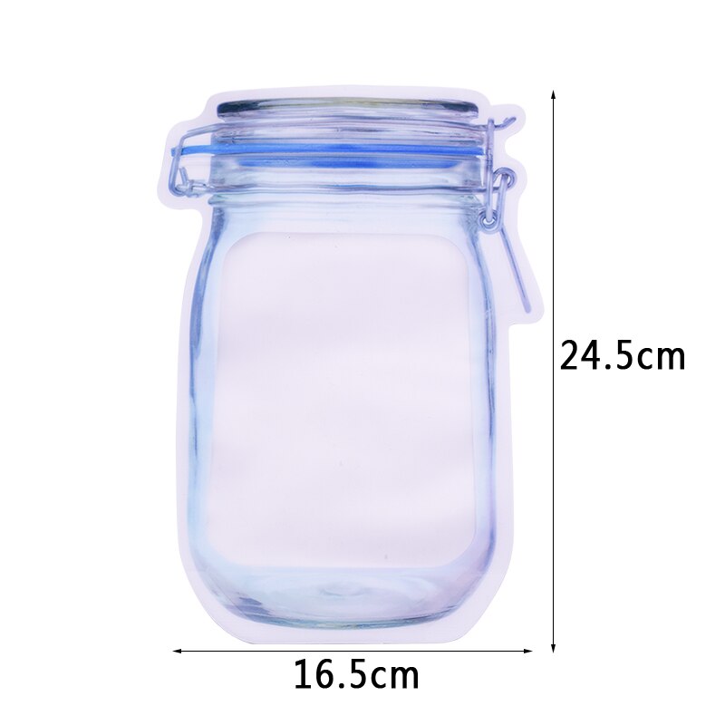 Herbruikbare Mason Jar Flessen Tassen Noten Rits Zakken Koekjes Zak Afdichting Voedsel Saver Opbergzakken Thuis Keuken Organizer Ziplock Zakken