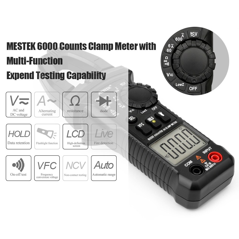 Digital Clamp Meter True RMS LCD Multimeter clamp meter AC/DC Voltage AC Current Continuity Tester