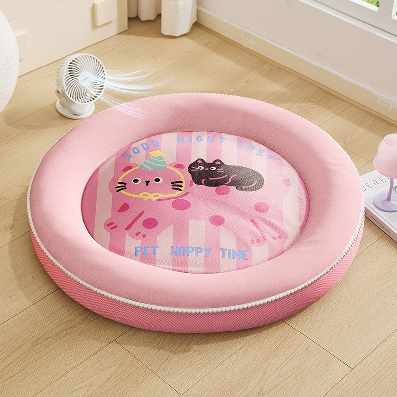 Zomerhondenbed voor kleine middelgrote honden Koelmat Verfrissend bed voor puppy Kitten schoon te maken Rond kattenkussen Huisdier Kalmerende bank: XL / Chocolate