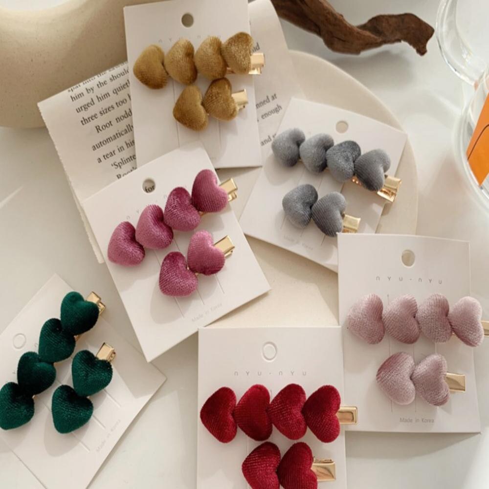 2 uds. De pinzas para el pelo de terciopelo para mujer, horquillas para el pelo con flequillo, accesorios para el cabello de Clip LATERAL para Otoño e Invierno