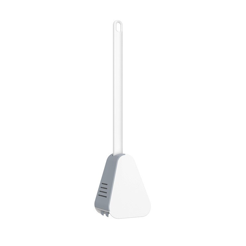 Brosse de toilette en caoutchouc souple, manche Long, en Silicone, pas de mort, nettoyage des toilettes, séchage rapide, accessoires de salle de bains: WHITE