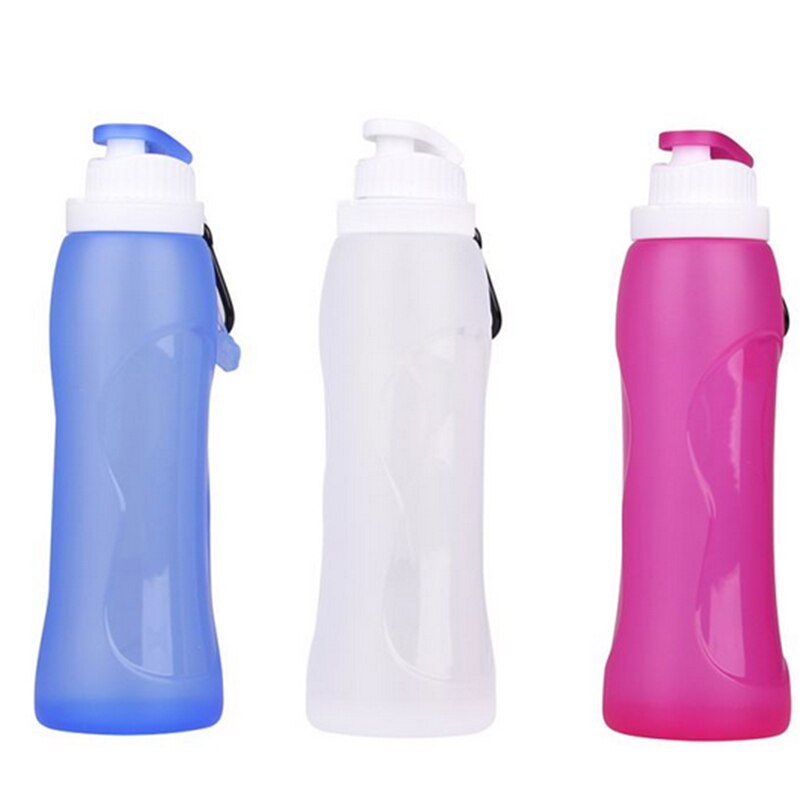 500ml opgradering foldbar silikone vandflaske fleksibel sammenklappelig vandflaske udendørs sport camping kører  u0025