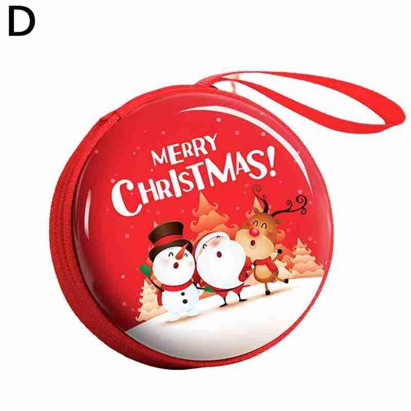 1pc Cartoon Tinplate Xmas Candy Bag Square Round Christmas Candy Bag Purse Year Navidad Tinplate Square Xmas Candy Bag: 12