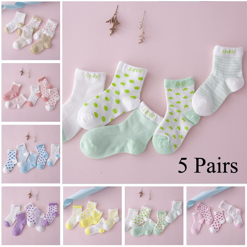 Lot 5 Pairs Infant Baby Toddler Boys Girls Socks Cotton 0~5Y Cartoon NewBorn Kids Socks