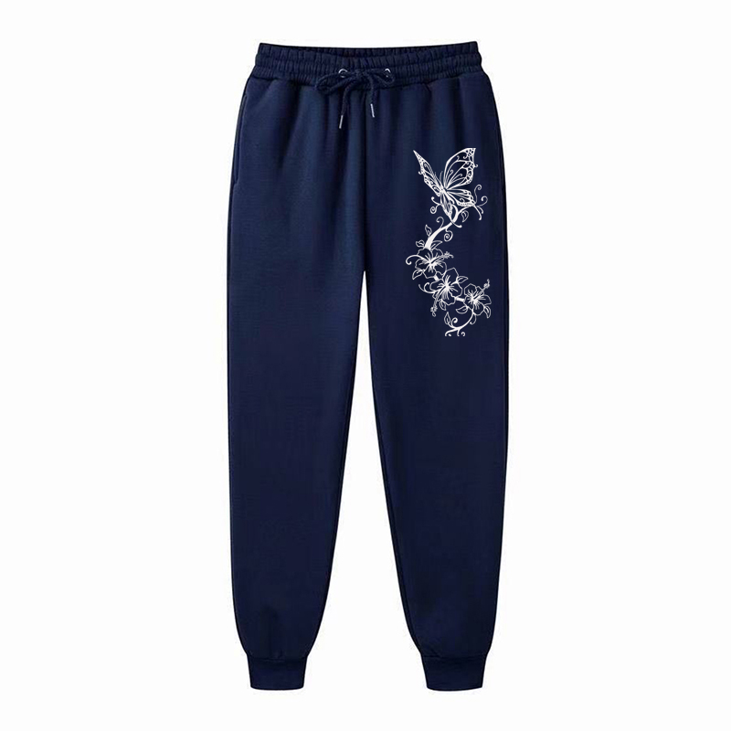 Pantalones deportivos con estampado Floral y mariposa a la , pantalones de para mujer, pantalones para correr, pantalones para correr para Fitness y ocio para mujer: 3XS / Negro
