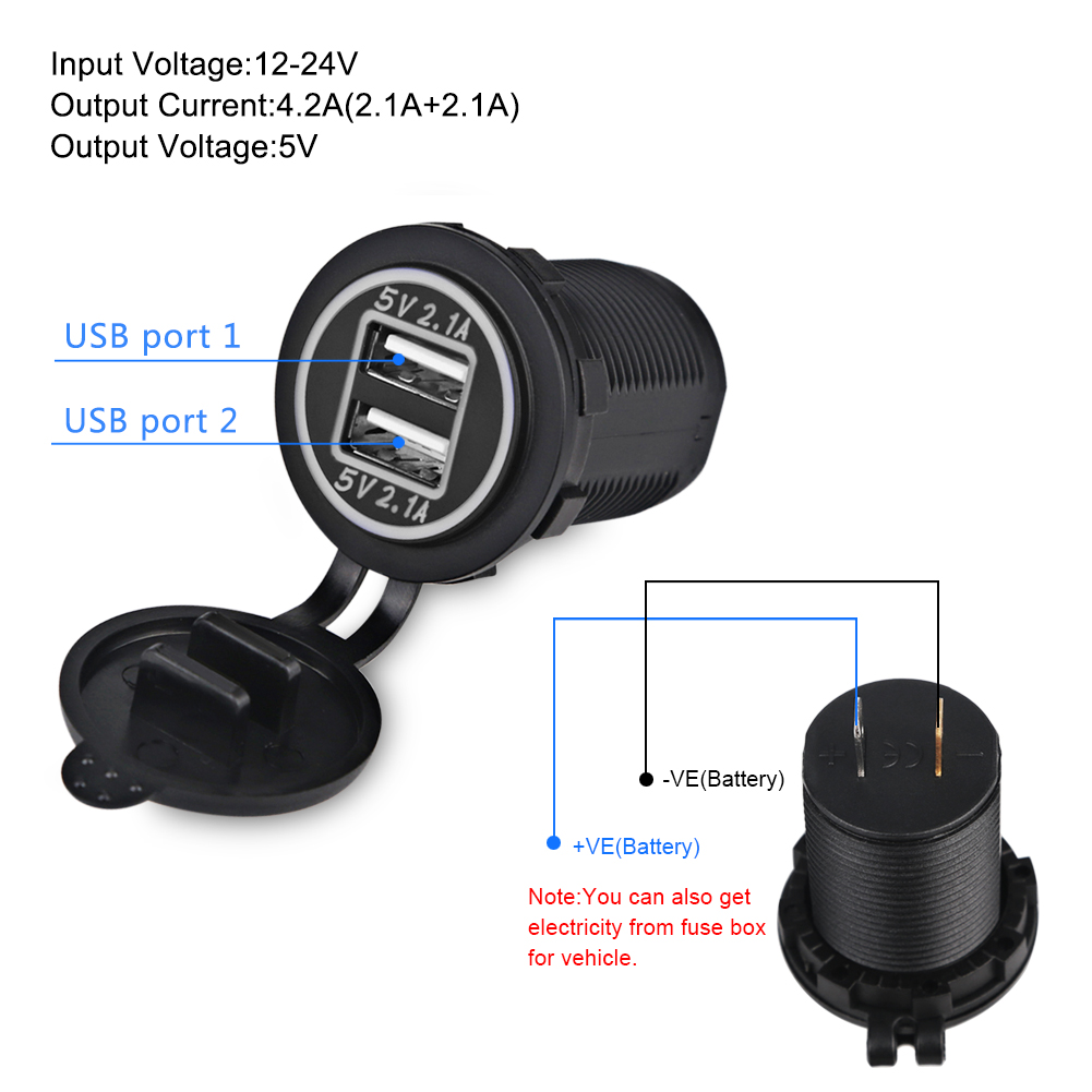 Wasser 12V 24V Dual USB Buchse Auto Ladegerät Für Motorrad Auto Lkw Wasserdichte praktisch Ladegerät Für Iphone
