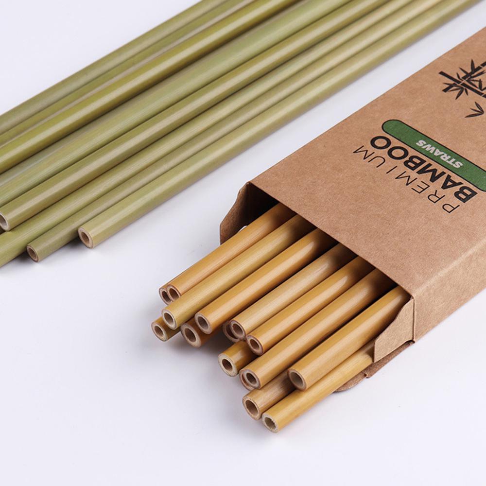 10 Stuks Bamboe Rietjes Biologisch Afbreekbare Herbruikbare Rietjes Met Stro Borstel Voor Kinderen En Volwassenen Hotel Catering