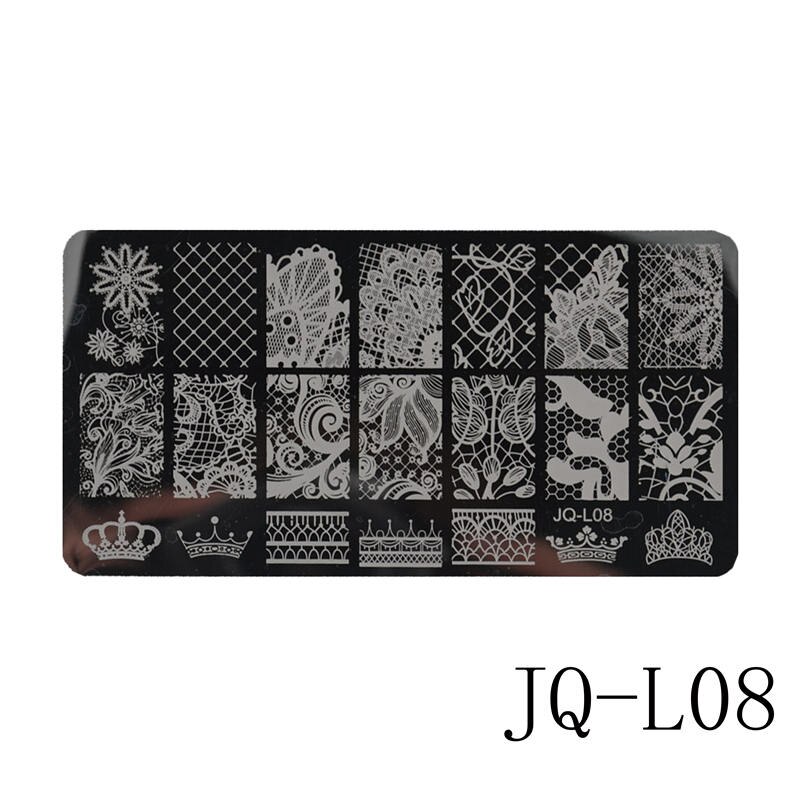 12 x 6cm rustfrit stål skønhed blonder billede nail art gør det selv billede printer manicure stencils negle stempling plader skabeloner: Jq -l08
