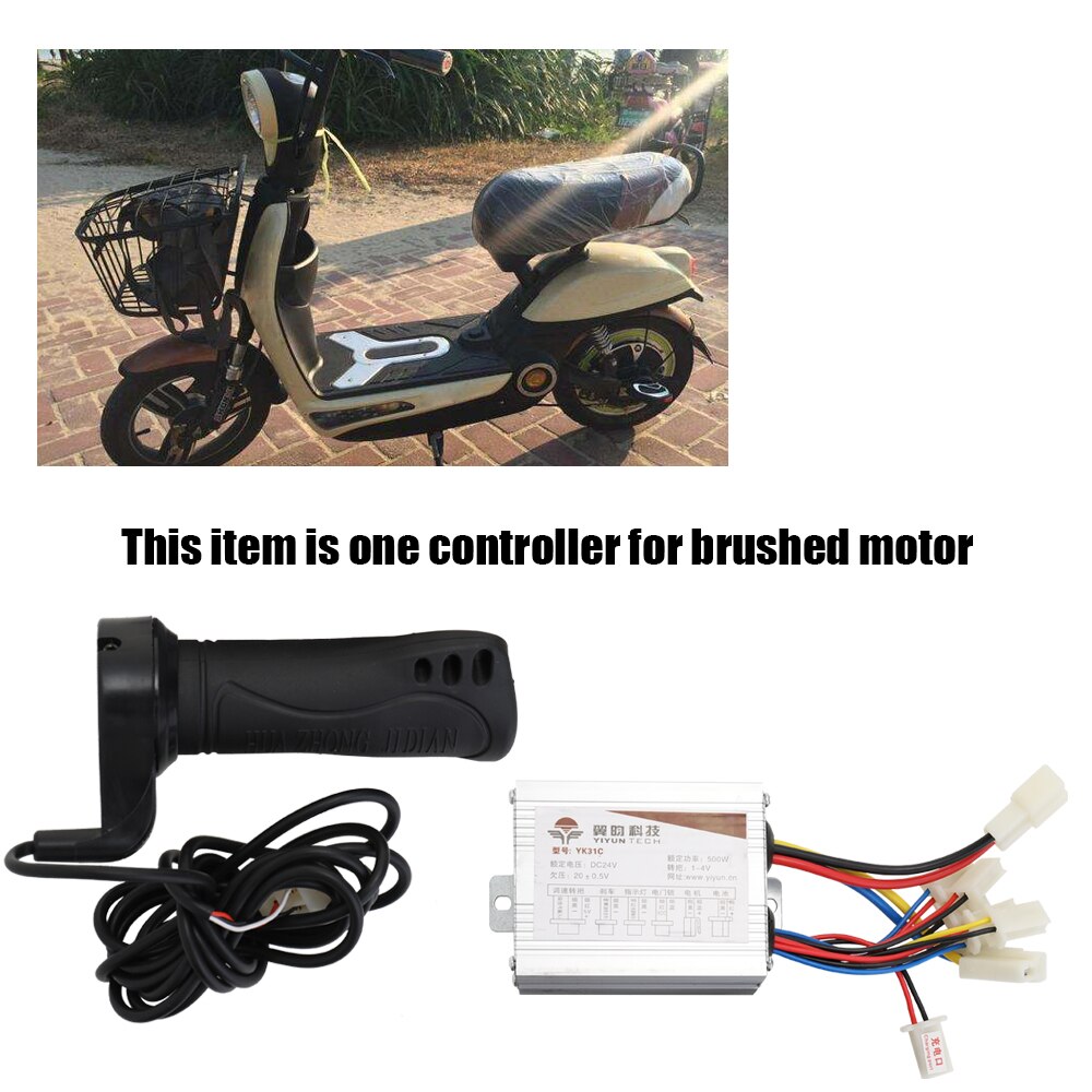 24V 500W Electric Bicycles Brushed Speed Controller & Throttle Grip Set for Electric Bicycles Scooter E-bike Motor Styling