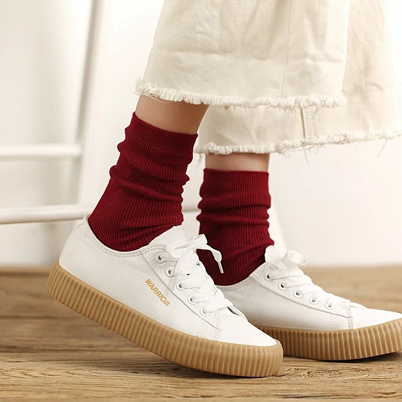 Men Women Retro solid color Harajuku Korean Cute Socks Sox