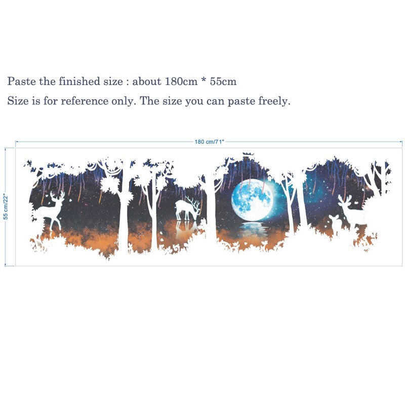 3D Droom Bos Herten Muurstickers art Decals voor kinderkamer woonkamer achtergrond Glas decoratie Muurschildering Behang Home Decor