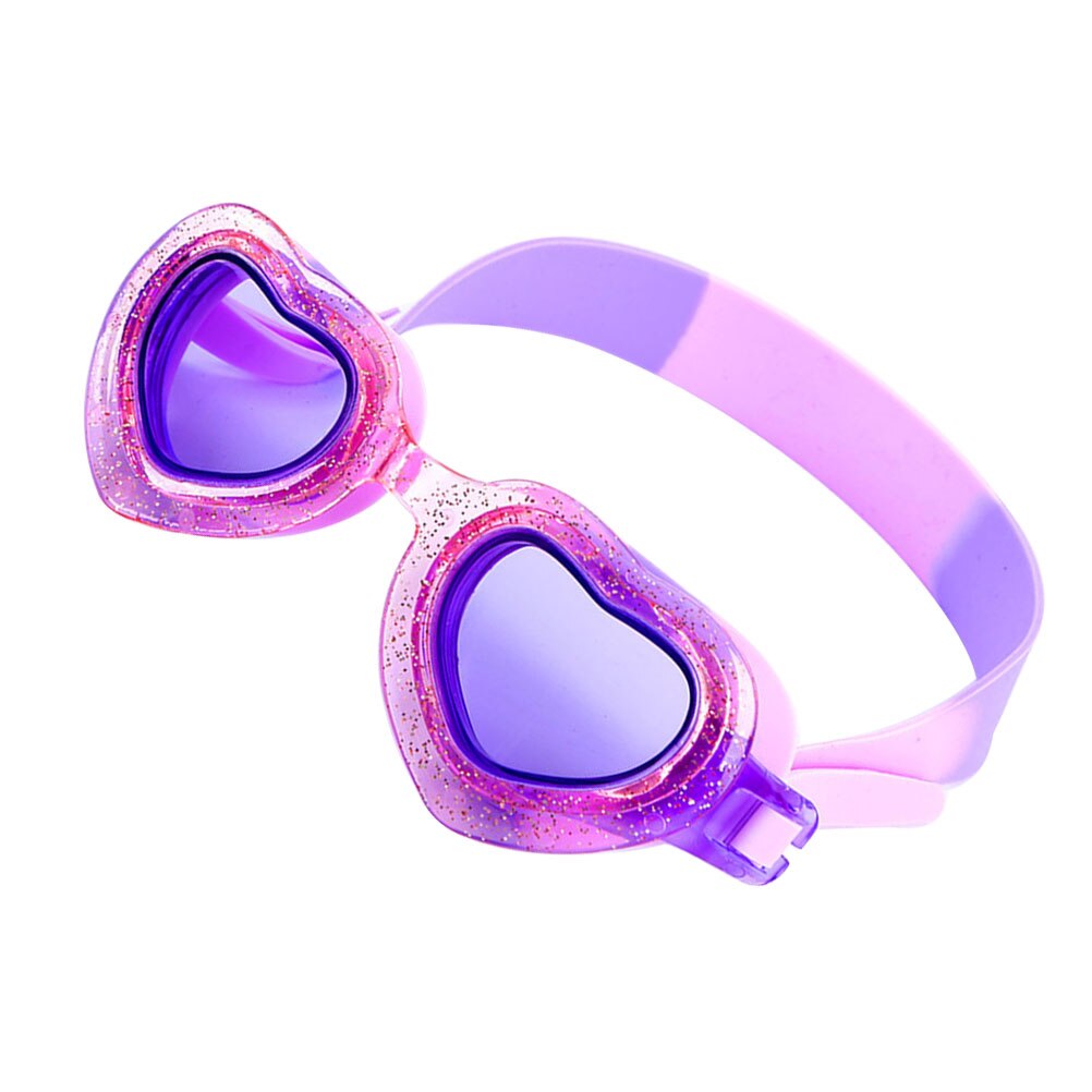 1 Pc Silicone Swimming Goggles Heart-shaped Swim Glasses Waterproof Anti-fog HD Swim Goggle for Kids Teens Toddlers (Purple)